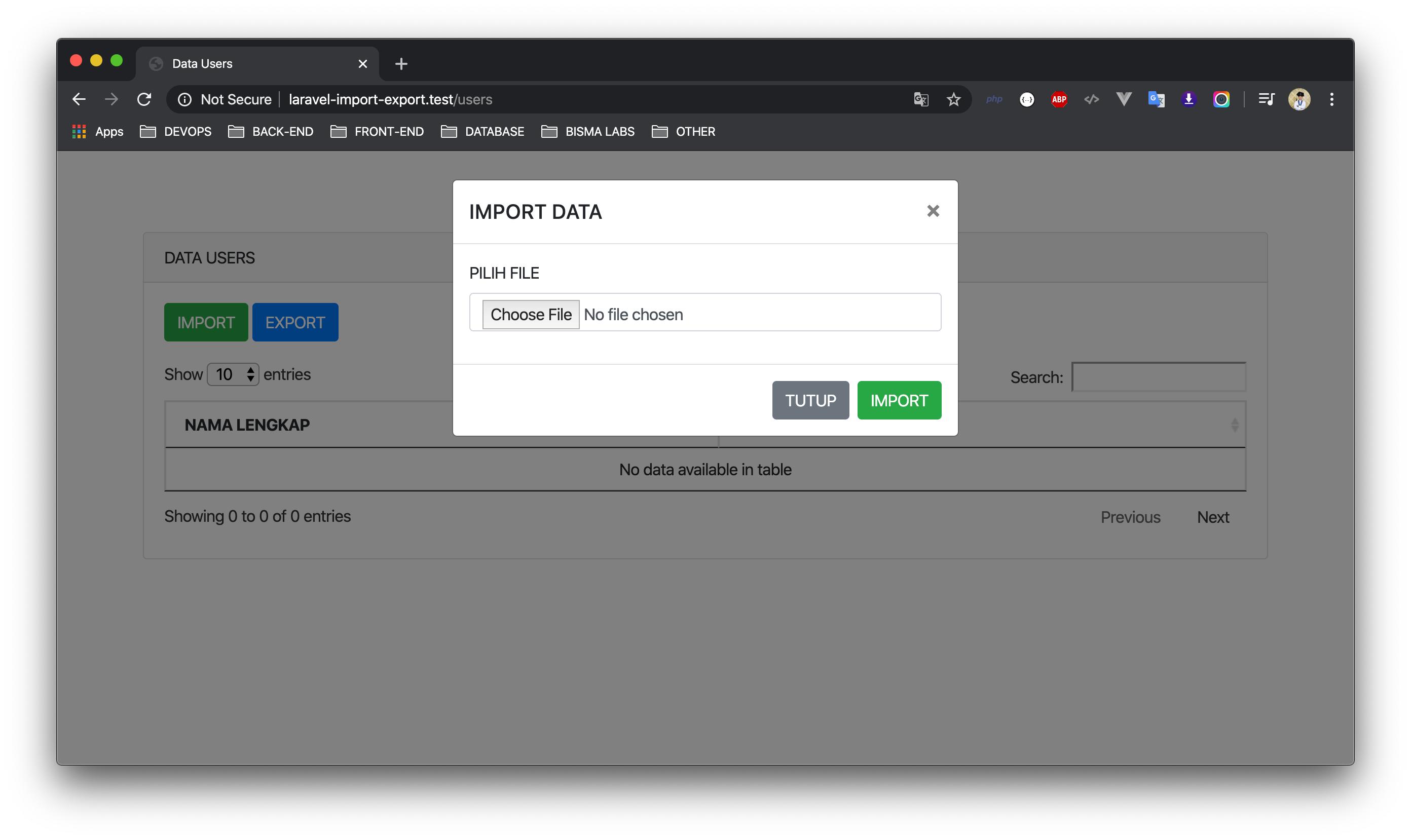 Excel Import Export